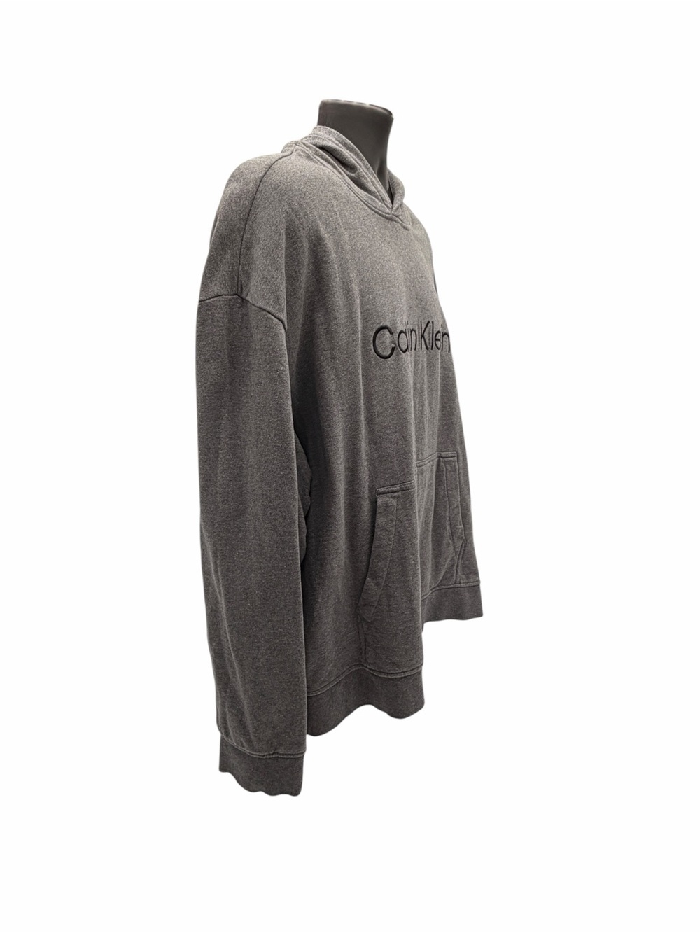 XL Men’s Calvin Klein Light Gray Pullover Hoodie with Front Pocket - Picture 2 of 7